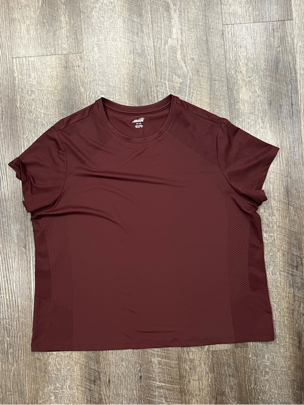 Plus size Avia Women's Maroon Crewneck Performance Tee dry fit